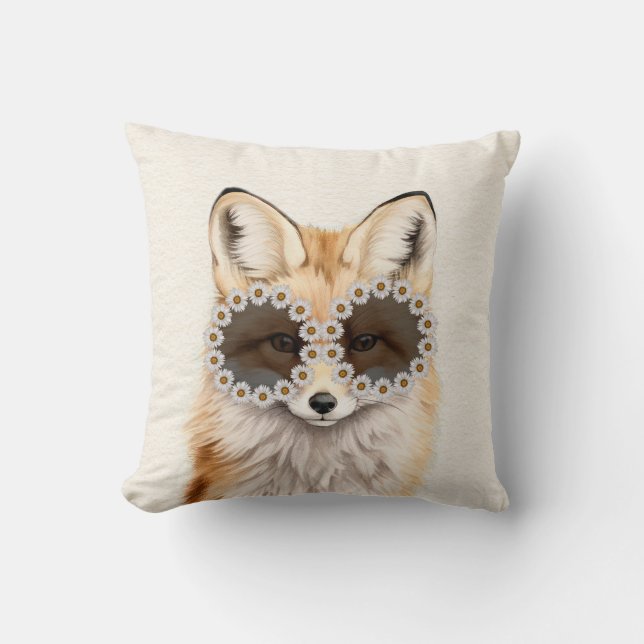 Fox Daisy Sunglasses Woodland Nursery Cushion (Front)