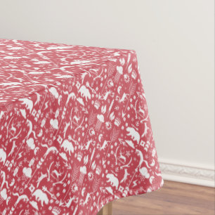 Fox Deer Bear Pattern Cottage Hunting Lodge Tablecloth