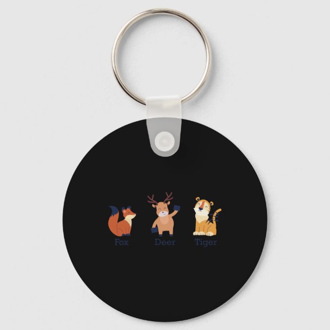 Fox Deer Tiger Animals Subtle Anti Trump  Key Ring (Front)