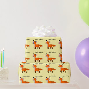 Fox Design Any Background Colour Birthday Gift Wrapping Paper