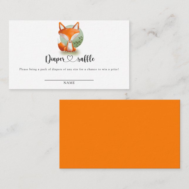 Fox - diaper raffle enclosure card (Front/Back)