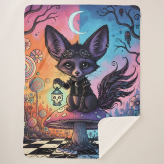 Fox Divided by the Twilight Realms Sherpa Blanket
