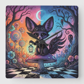Fox Divided by the Twilight Realms Square Wall Clock