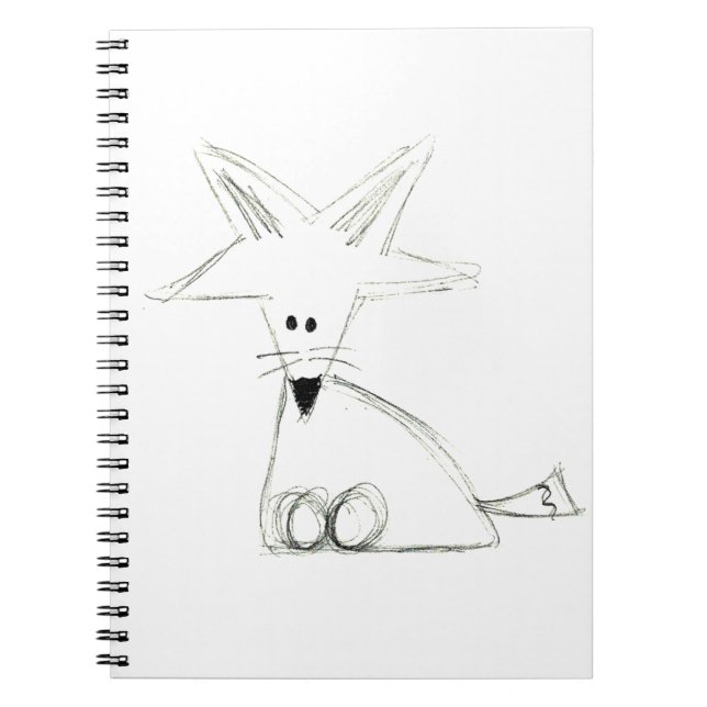 fox doodle black white grey simple kids drawing notebook (Front)