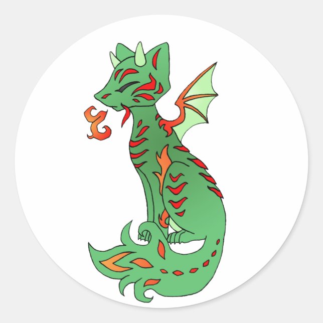 Fox Dragon Classic Round Sticker (Front)