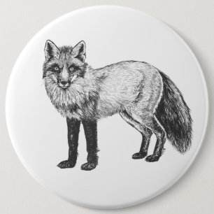Fox drawing 6 cm round badge