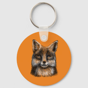 Fox drawing key ring