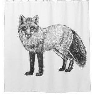 Fox drawing shower curtain