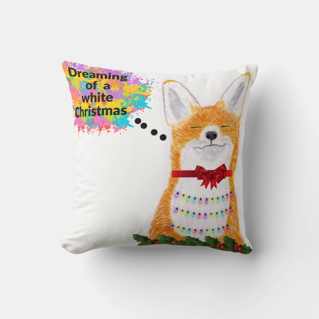  Fox dreaming of a white Christmas Cushion (Front)