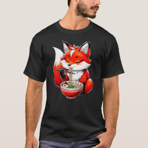 Fox Eating Ramen Noodle Animal Fox T-Shirt