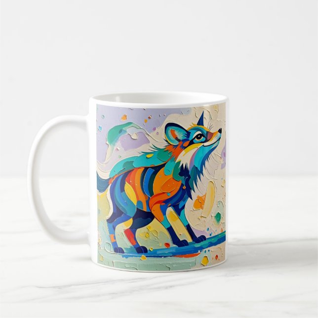 Fox Expressive abstract animal art design  Coffee Mug (Left)