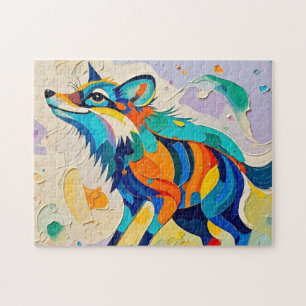 Fox Expressive abstract animal art design Jigsaw Puzzle