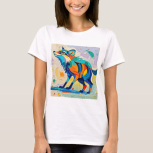 Fox Expressive abstract animal art design  T-Shirt