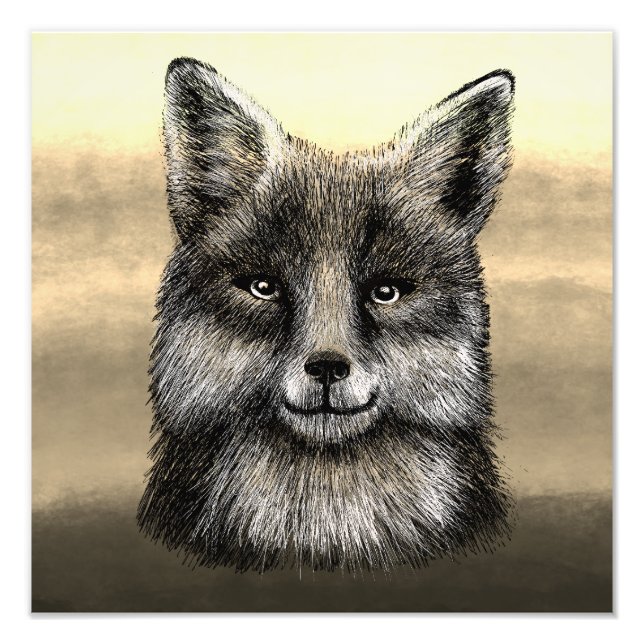 Fox face drawing photo print (Front)