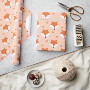 Fox Face Heart Animal Wrapping Paper