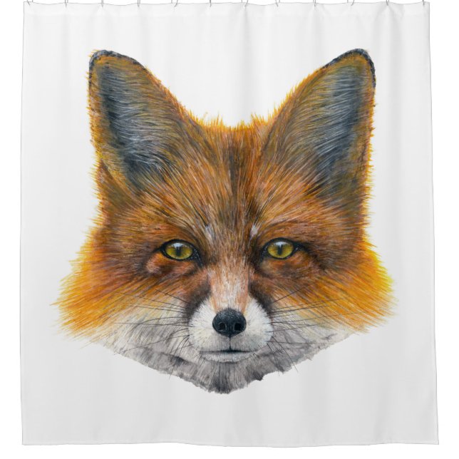 Fox face - Painting in acrylic Shower Curtain (Front)