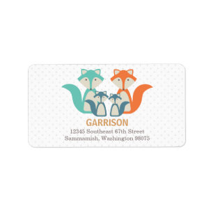 Fox Family Address Label with 4 Fox