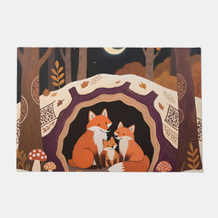 Fox Family Autumn Forest Den Doormat