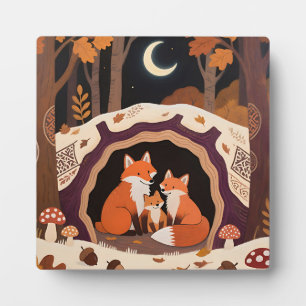 Fox Family Autumn Forest Den Plaque