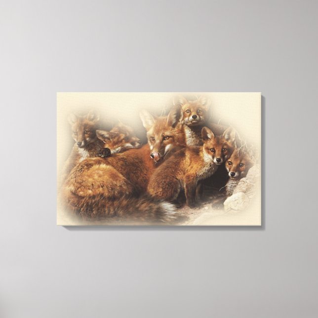 Fox Family Canvas Print (Front)