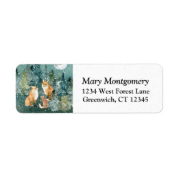 Fox Family Forest Full Moon Snow Return Address