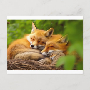 Fox Family in the Wild Postcard