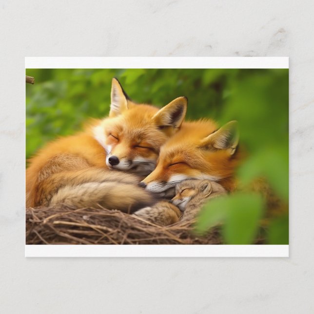 Fox Family in the Wild Postcard (Front)