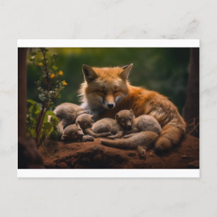 Fox Family in the Wild Postcard