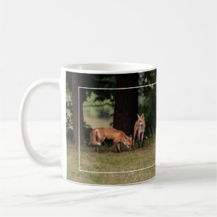 Fox Family Outing  White Border Coffee Mug