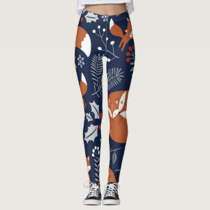 Fox family: vintage seamless pattern. leggings
