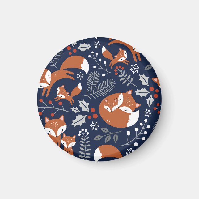 Fox family: vintage seamless pattern. magnet (Front)