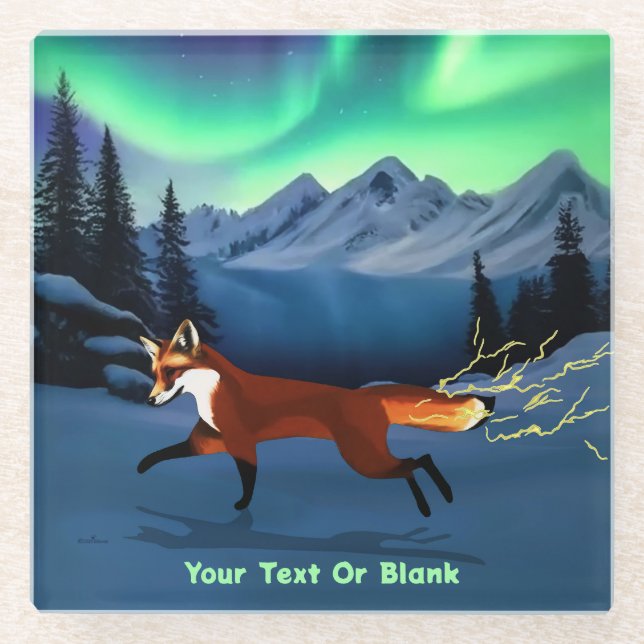 Fox Fire - Northern Lights Glass Coaster (Front)