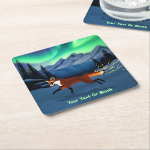 Fox Fire - Northern Lights Square Paper Coaster