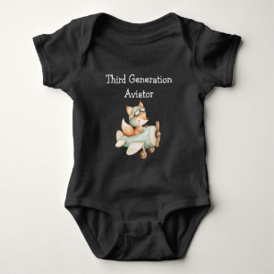 Fox Flies Aeroplane Personalised Baby Boy Aviation Bodysuit