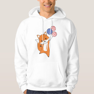 Fox Flies Balloons Usa Above Cute Animals Foxes Hoodie