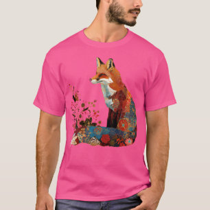 Fox Floral Cottagecore Fairycore Aesthetic Artisti T-Shirt