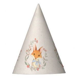 Fox Floral Hand Drawn Birthday Minimalistic Party Hat