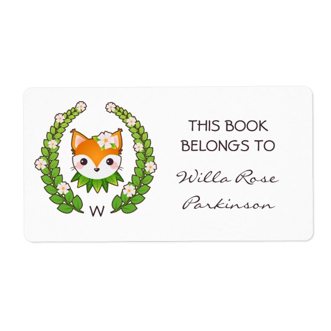 Fox Floral Wreath This Book Belongs To (Front)