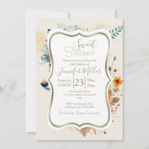 Fox Flower Crown Watercolor                        Invitation