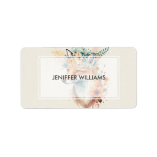 Fox Flower Crown Watercolor Label