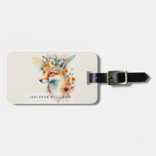Fox Flower Crown Watercolor                        Luggage Tag