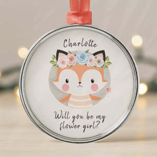 Fox Flower Girl Proposal Card Metal Tree Decoration
