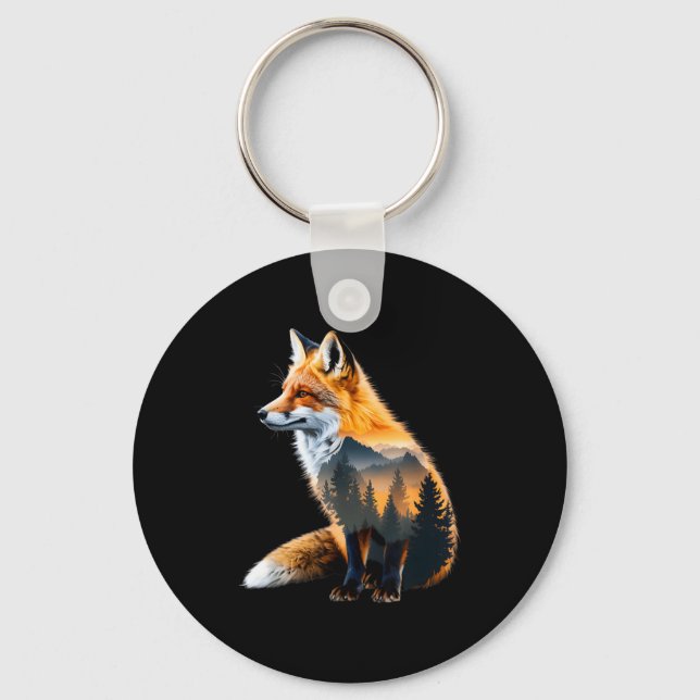 Fox Forest Nature Lover Mountains Hiking Camng Bus Key Ring (Front)