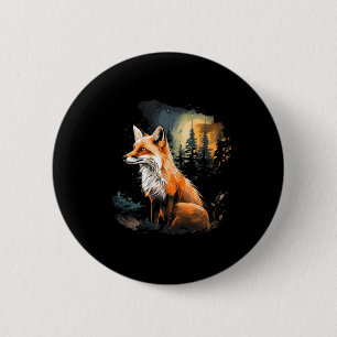 Fox Forest Nature Lover Mountains Hiking Camping H 6 Cm Round Badge