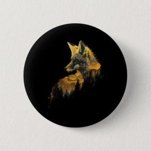 Fox Forest Nature Lover Mountains Hiking Camping H 6 Cm Round Badge