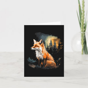 Fox Forest Nature Lover Mountains Hiking Camping H Card
