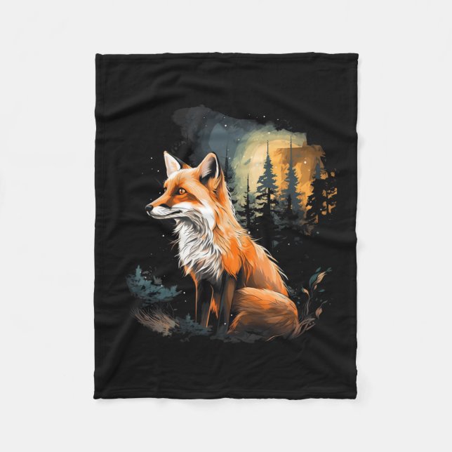 Fox Forest Nature Lover Mountains Hiking Camping H Fleece Blanket (Front)
