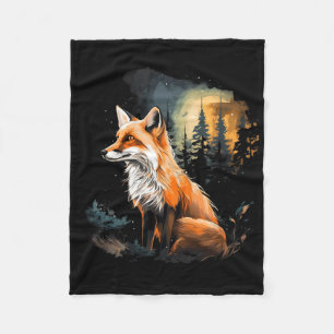 Fox Forest Nature Lover Mountains Hiking Camping H Fleece Blanket
