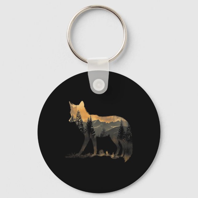 Fox Forest Nature Lover Mountains Hiking Camping H Key Ring (Front)