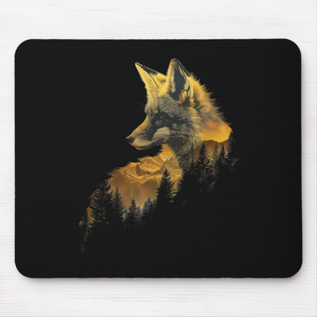 Fox Forest Nature Lover Mountains Hiking Camping H Mouse Mat (Front)